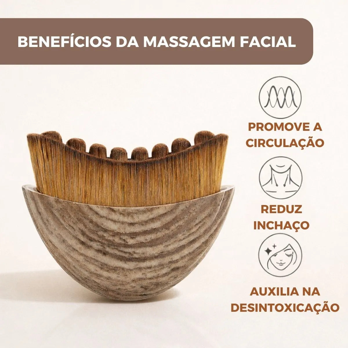 Escova Facial Modeladora Drenagem Linfática Alivia Inchaço