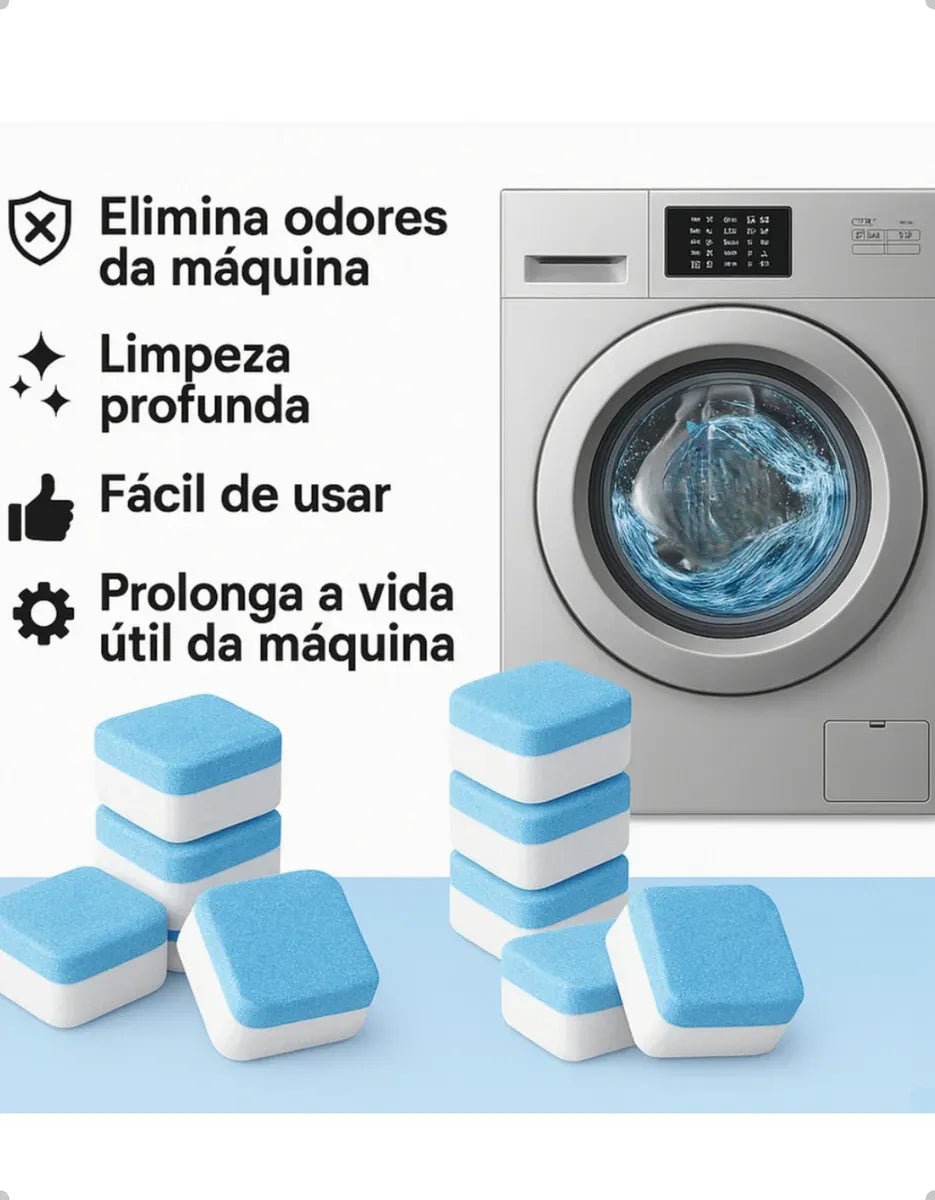 Pastilha Tablete Limpeza Máquina Lavar Roupa Louça Kit 12 Un