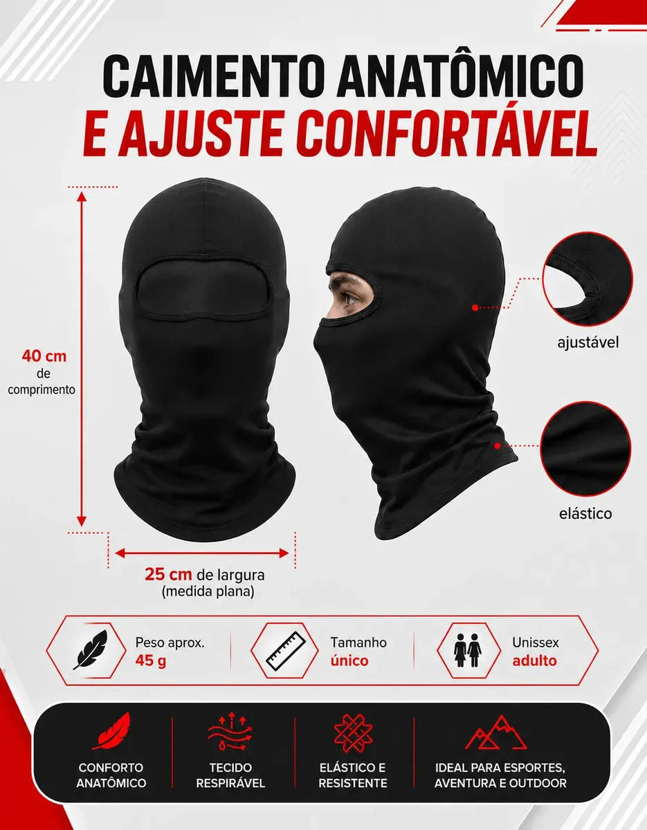Balaclava Honey Play Box Touca Ninja Térmica desenho liso tamanho único - Preto