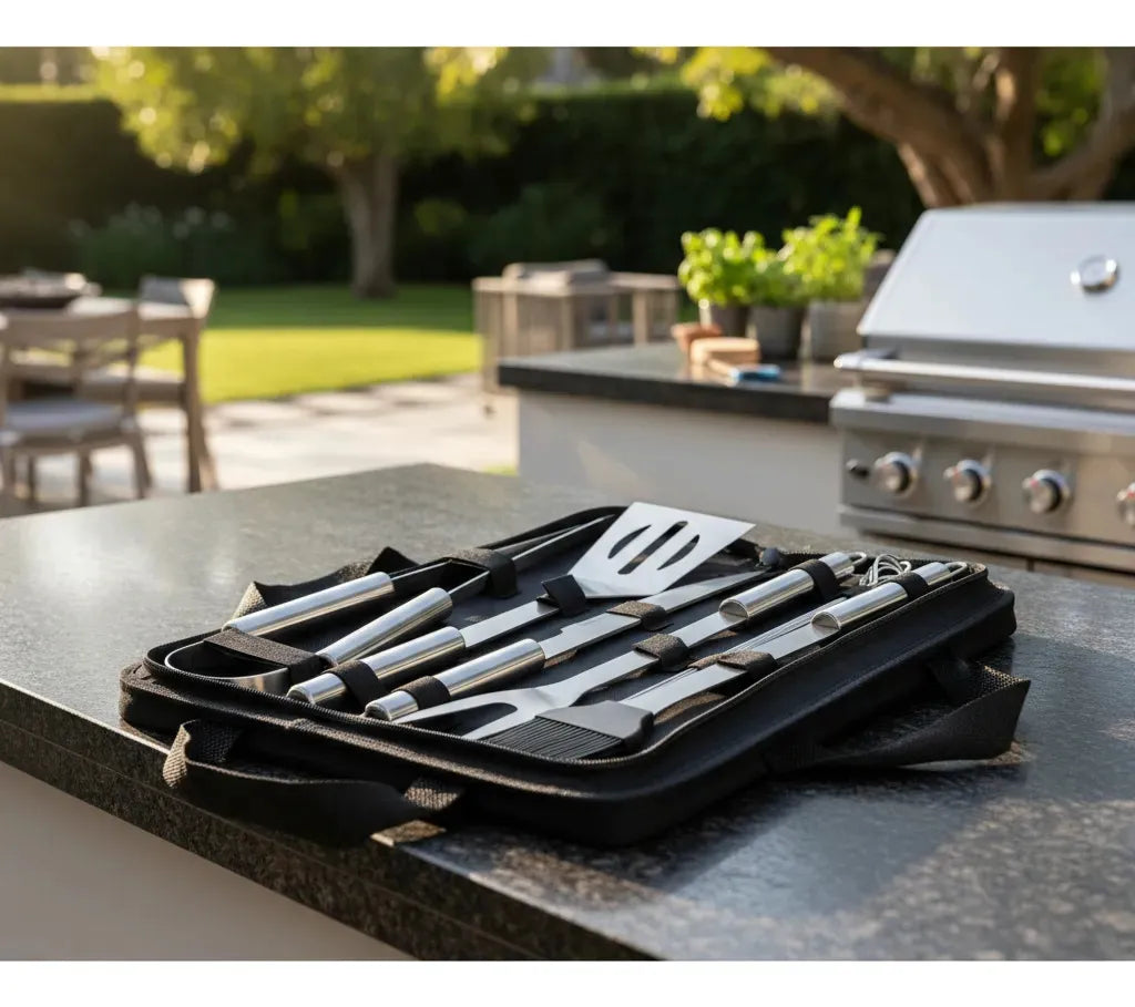 Kit Churrasco Faca Utensílios Cozinha Churrasqueiro + Bolsa