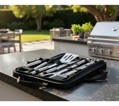 Kit Churrasco Faca Utensílios Cozinha Churrasqueiro + Bolsa