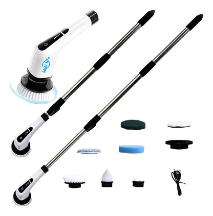 Escova De Limpeza Elétrica 9 Em 1 Recarregável Idali Life Branco