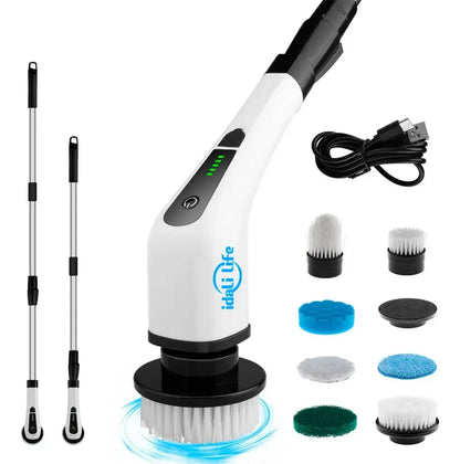 Escova De Limpeza Elétrica 9 Em 1 Recarregável Idali Life Branco
