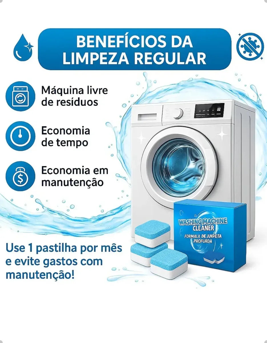 Pastilha Tablete Limpeza Máquina Lavar Roupa Louça Kit 12 Un