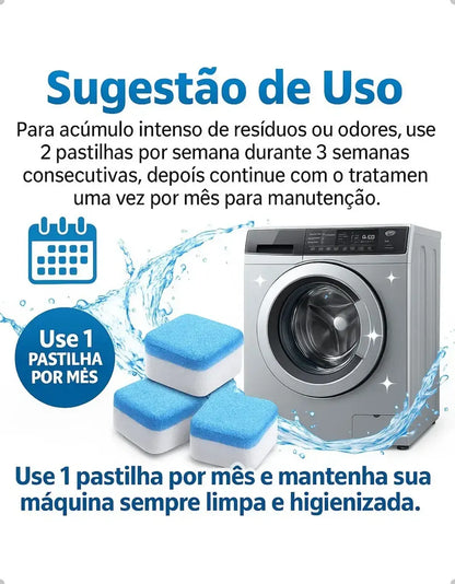 Pastilha Tablete Limpeza Máquina Lavar Roupa Louça Kit 12 Un