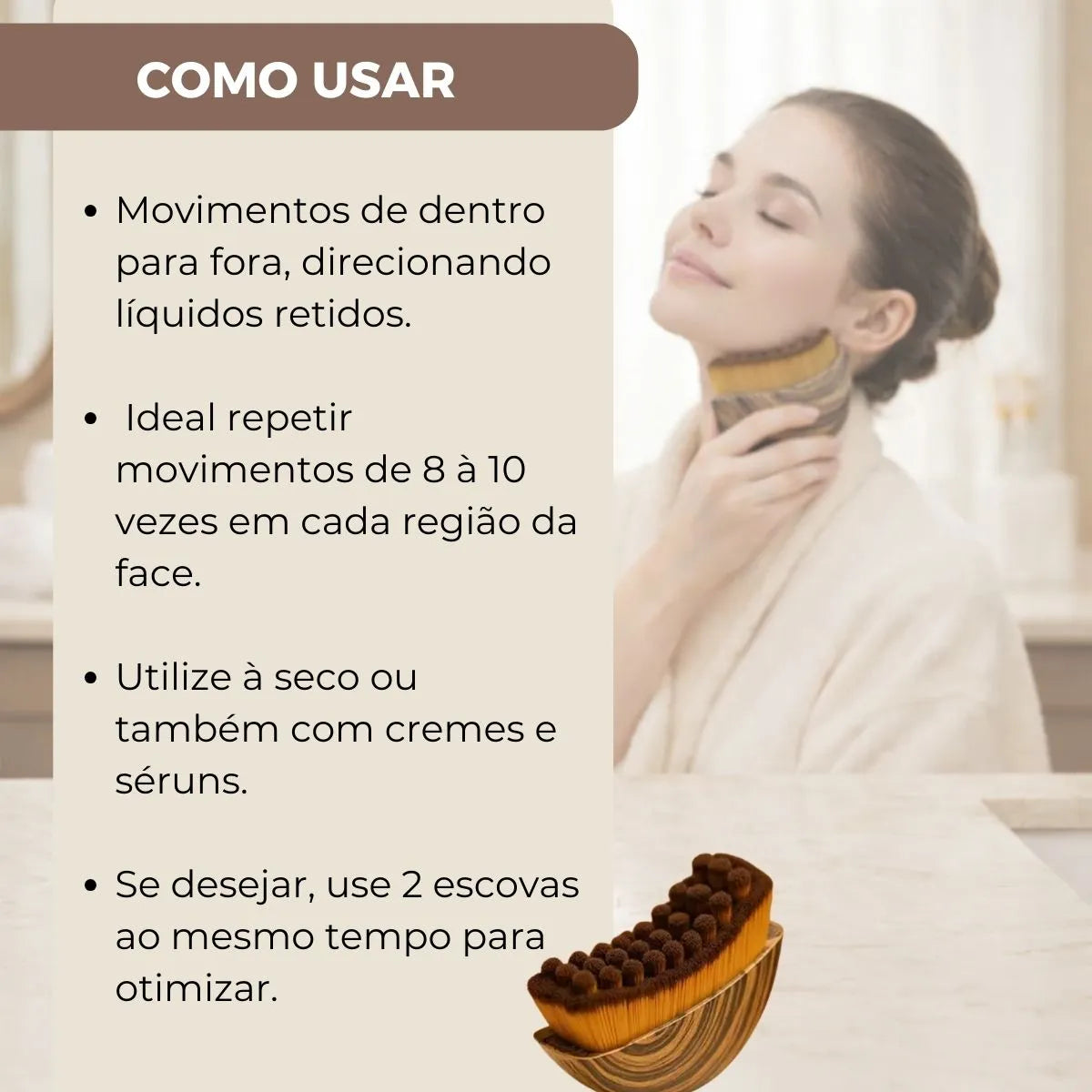 Escova Facial Modeladora Drenagem Linfática Alivia Inchaço