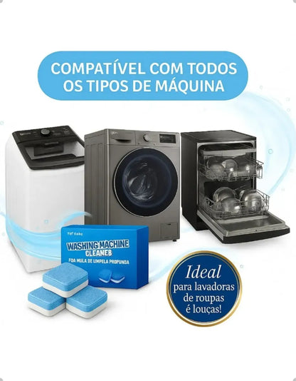 Pastilha Tablete Limpeza Máquina Lavar Roupa Louça Kit 12 Un