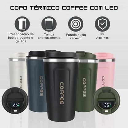 Caneca Copo Termico Coffee Inox Com Tampa Anti-vazamento
