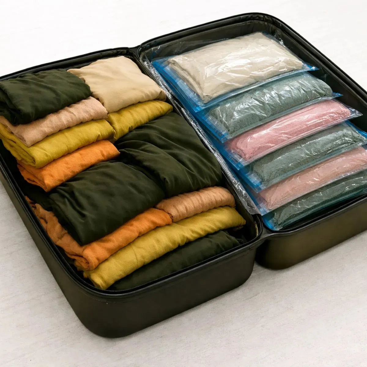 Kit 10 Sacos a Vácuo com Bomba Manual para Viagem e Organização
