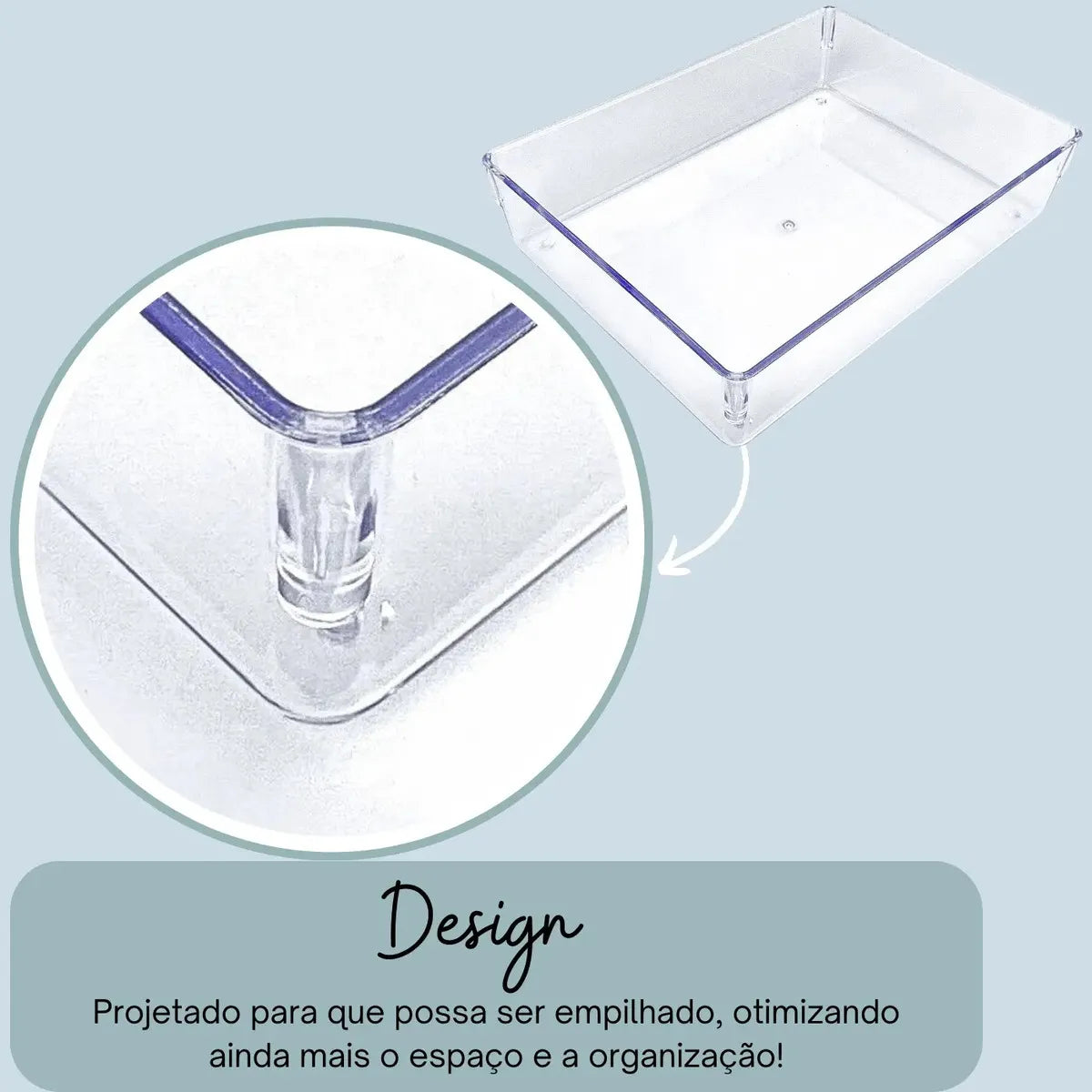 Kit 7 Organizador Acrílico Gaveta Modular Multiuso Maquiagem Transparente