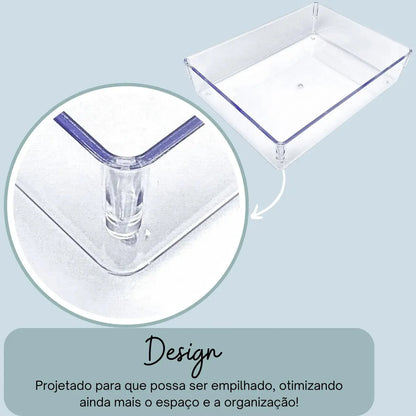 Kit 7 Organizador Acrílico Gaveta Modular Multiuso Maquiagem Transparente