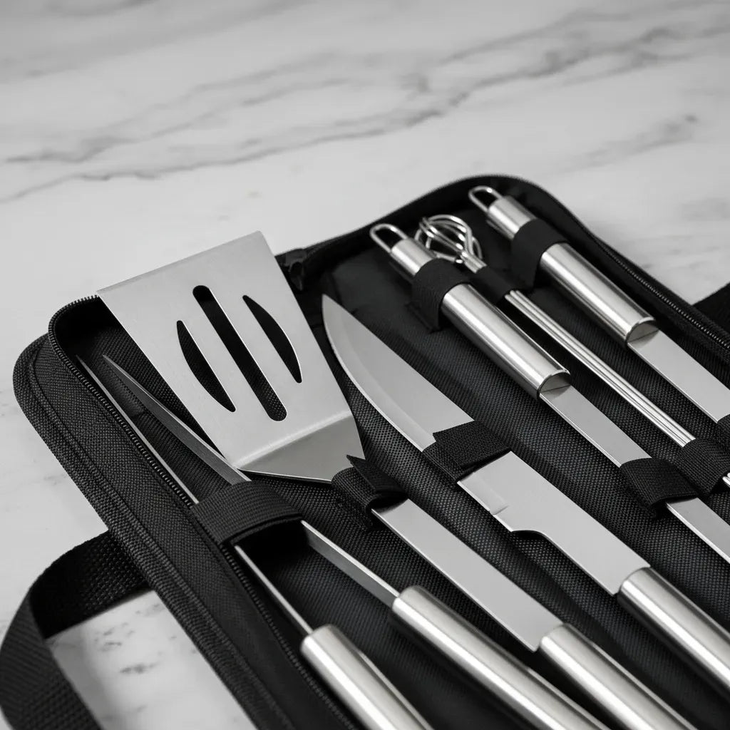 Kit Churrasco Faca Utensílios Cozinha Churrasqueiro + Bolsa