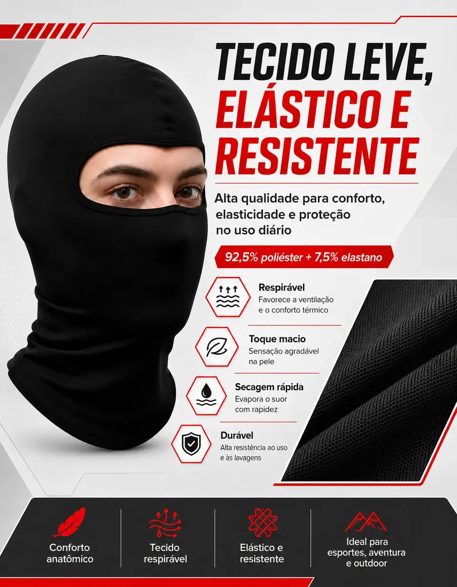 Balaclava Honey Play Box Touca Ninja Térmica desenho liso tamanho único - Preto