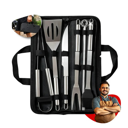 Kit Churrasco Faca Utensílios Cozinha Churrasqueiro + Bolsa