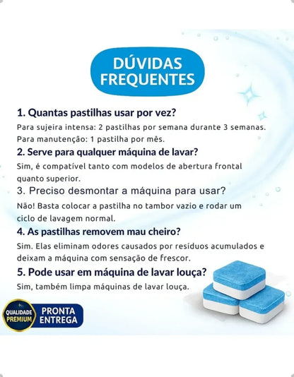 Pastilha Tablete Limpeza Máquina Lavar Roupa Louça Kit 12 Un